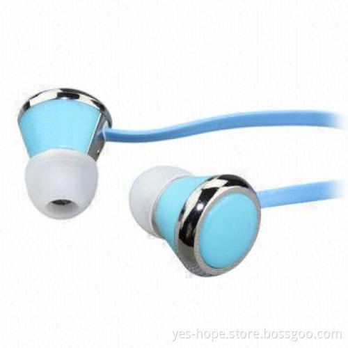3.5mm gold pin flat cable earbuds/plastic earphone for iPhone/Samsung/HTC/LG